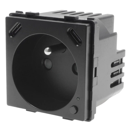 Moduł - Gniazdko pojedyncze z bolcem, 2x USB-C 20W - watomierz - ZigBee, czarny - Tawoia Glass