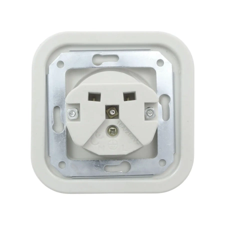 Gniazdo elektryczne ceramiczne kwadratowe z ramką, montaż podtynkowy, kolor biały Ceramic Loft