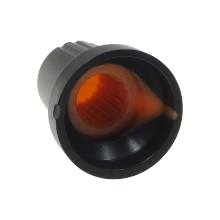 Gałka do potencjometru na oś 6mm - 16x17mm - czarna, pomarańczowy znacznik