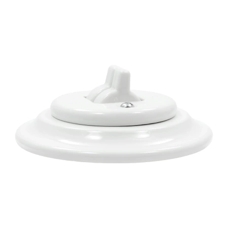 Włącznik światła podwójny kołyskowy ceramiczny, okrągły z ramką, podtynkowy biały Ceramic Loft