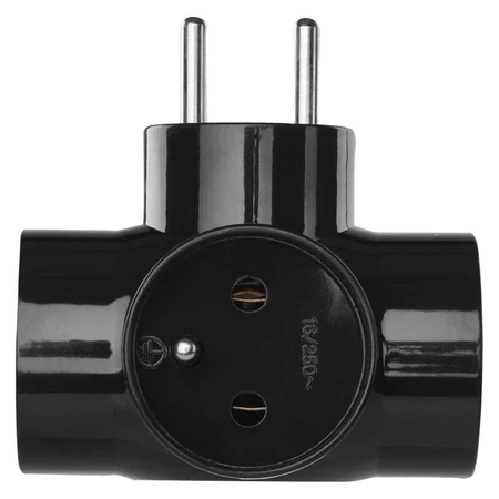 Rozgałęźnik sieciowy 230V, 3 gniazda, 10A, czarny, EMOS P0030
