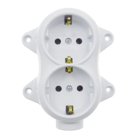 Gniazdo elektryczne Schuko podwójne, montaż natynkowy, kolor biały, seria Retro PRL