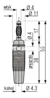 Wtyk izolowany 4mm lamelkowy z otworem 4mm, przykręcany, zielony