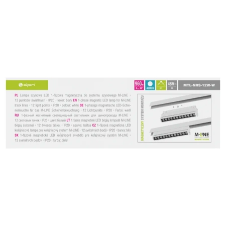 Reflektor szynowy magnetyczny liniowy regulowany 12W biały M-LINE