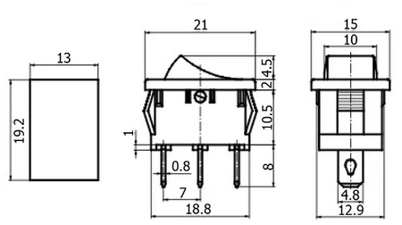 Włącznik ON-OFF MRS-101A-C3 6A/250VAC zielony