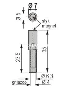 Adapter - gniazdo izolowane 4mm / styk magnetyczny 7mm czerwony