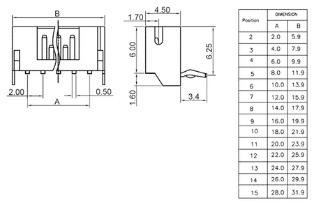 Wtyk KNX 6 pin, kątowy do druku, raster 2mm, do gniazda KNX-G06