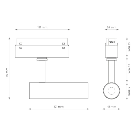 Reflektor szynowy magnetyczny 10W 800lm 4000K czarny M-LINE