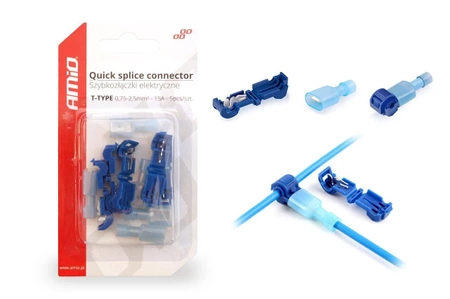 Szybkozłączki elektryczne Typ-T 0.75-2.5mm2 15A, 5szt blister AMIO-02344