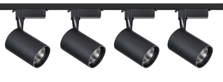 Zestaw oświetlenia szynowego: 4 reflektory LED 15W, 2m szyny + akcesoria, czarny