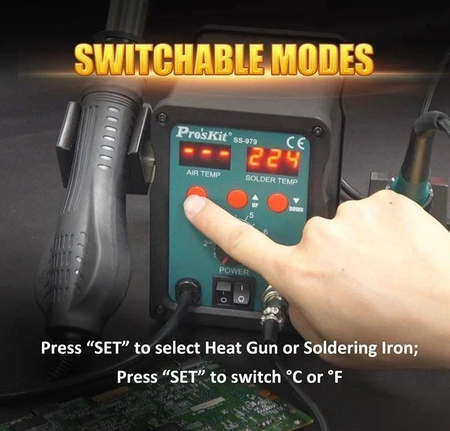 Stacja lutownicza hotair 700W 120L/min + lutownica 60W SS-979B Proskit