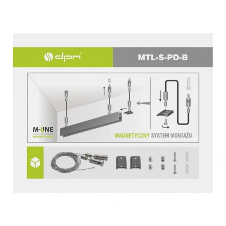 Zestaw linkowy do szyn magnetycznych do montażu podwieszanego, czarny M-LINE