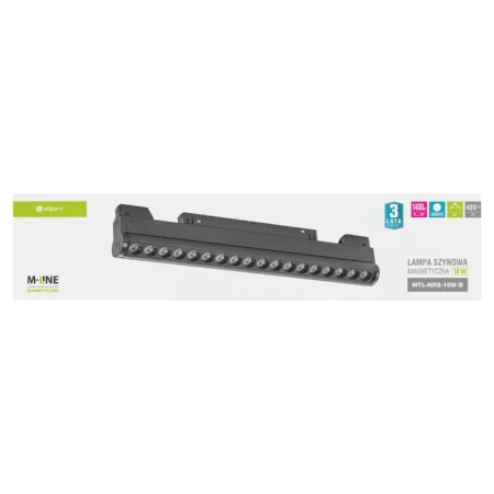 Reflektor szynowy magnetyczny liniowy regulowany 18W 1400lm 4000K czarny M-LINE