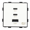 Ładowarka USB A + 2xC 65W GaN biała podtynkowa (moduł bez ramki) - TAWOIA Glass