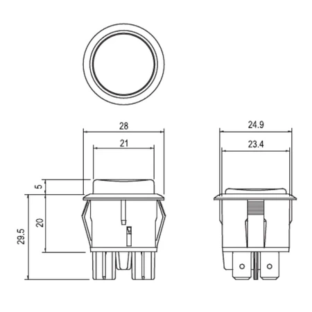 Przełącznik OFF-ON bistabilny, przycisk zielony z podświetlaniem 12V