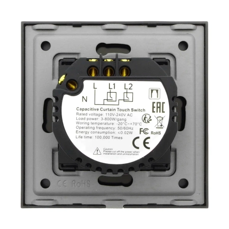 Włącznik dotykowy szklany kurtynowy (left/right) 600W - czarny - Tawoia Glass