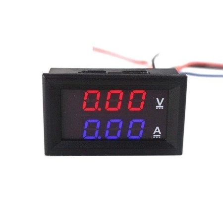 Miernik woltomierz i amperomierz 0-100V - 50A - 0.28' Red/Blue - w obudowie