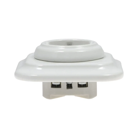 Gniazdo elektryczne Schuko ceramiczne kwadratowe z ramką, montaż podtynkowy, kolor biały Ceramic Loft