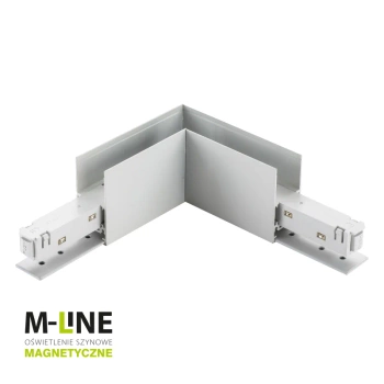Łącznik kątowy do szyny magnetycznej poziomy natynkowy biały M-LINE