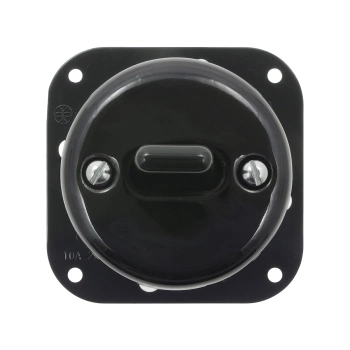 Włącznik światła krzyżowy dźwigniowy ceramiczny, okrągły podtynkowy czarny Ceramic Loft