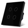 Włącznik dotykowy szklany poczwórny 600W - czarny - Tawoia Glass