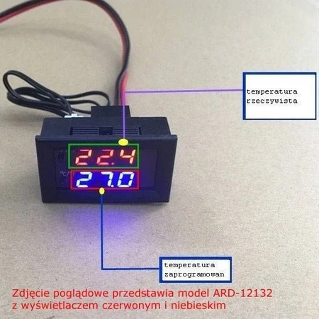 Termostat 12V W2 -50°C do 110°C - Red-Red - z regulatorem temperatury