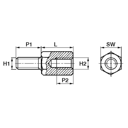 Tuleja mosiężna 8mm gwint zew-wew M3 [6/6-SW5-M3-8]