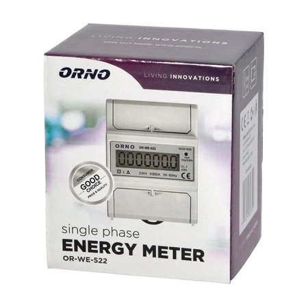 Watomierz, Licznik energii 1-fazowy 80A, na szynę DIN, ORNO WE522