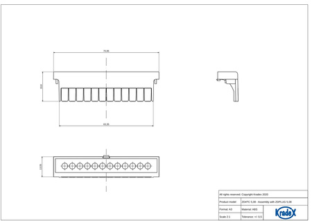 Maskownica pod gniazda ZD4TC5.08J ABS V0: 4 sztuki (ZD1004,ZD1008,ZD1012)