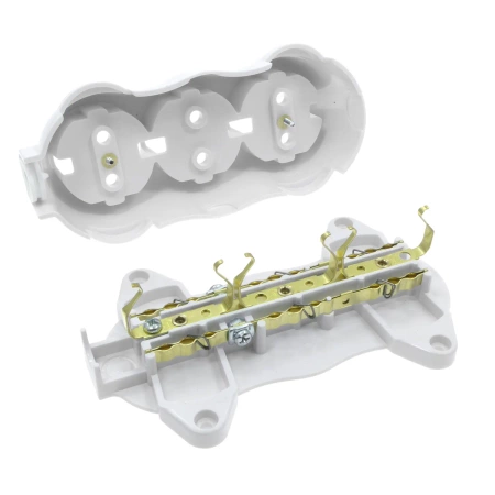 Gniazdo elektryczne Schuko potrójne, montaż natynkowy, kolor biały, seria Retro PRL