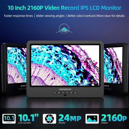 Mikroskop cyfrowy z ekranem 10cali , powiększenie do 5000x, 5 obiektywów i endoskop, AD269S-M ANDONSTAR