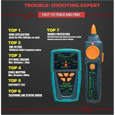 Tester LAN+POE NCV z szukaczem par, Proskit MT-7029