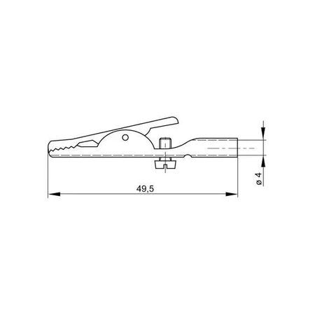 Krokodylek nieizolowany, rozwarcie 10mm, gniazdo 4mm + wkręt, AGS20