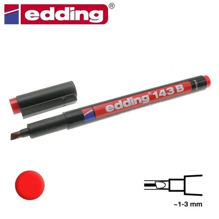 Pisak permanentny edding 143B czerwony do PCB, folii i szkła, linia 1–3 mm