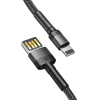 Kabel Lightning - USB 1m, 2.4A, dwustronny, szaro-czarny, Baseus Cafule