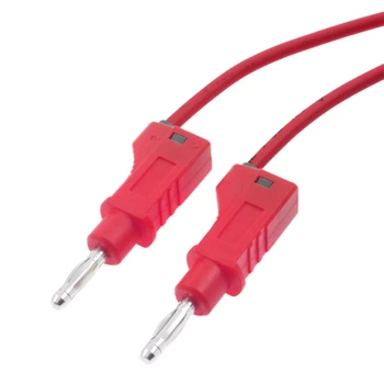 Przewód silikonowy 1mm2 z 2 wtykami prostymi 4mm 20A z dodatkowym gniazdem 4mm, 1m czerwony