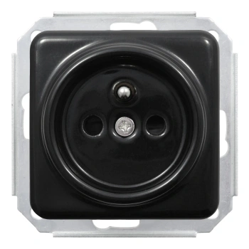 Gniazdo elektryczne z uziemieniem kwadratowe czarne ceramiczne podtynkowe (moduł bez ramki) - Ceramic Loft