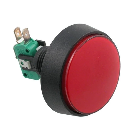 Przycisk arcade do gier HG1-4S czerwony okrągły chwilowy ON-(ON) 50mm podświetlany 12V