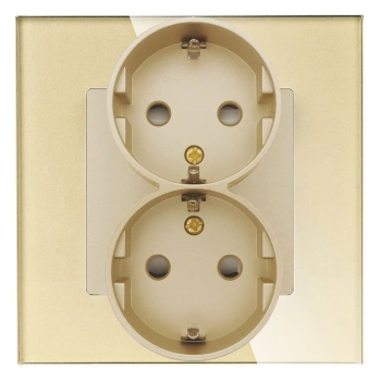 Gniazdo elektryczne podwójne Schuko - szklana ramka - złote - Tawoia Glass