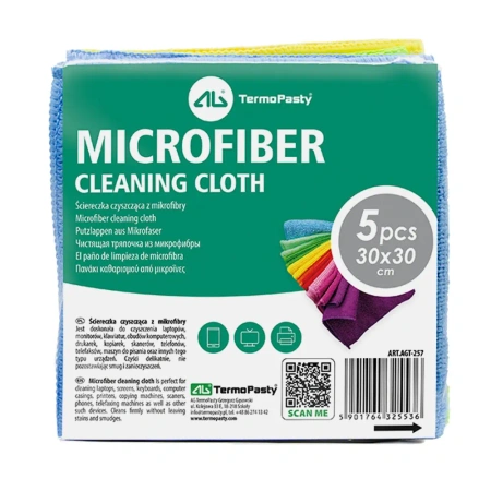 Ściereczka z mikrofibry 30x30cm - 5 sztuk - AGTermoPasty AGT-257