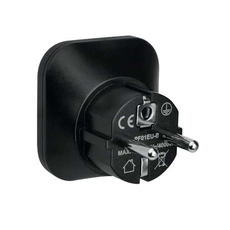 Adapter podrozny na wtyk europejski, gniazdo uniwersalne, 250 V 10 A, czarno-szary, DPM PF01EU-B