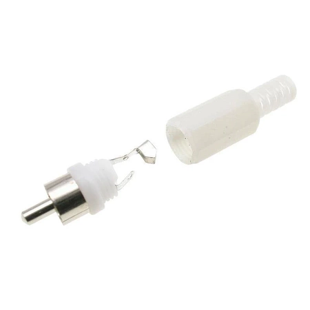 Wtyk RCA biały, plastik