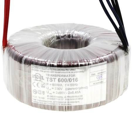 Transformator toroidalny sieciowy 600 VA, 2×55 V, 5,45 A, 230 V AC