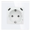 Gniazdko pojedyncze Schuko 2x USB-C 20W - watomierz - WiFi / BT - szklana ramka - biały - Tawoia Glass