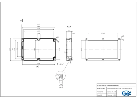 Obudowa hermetyczna ZP210.140.75 jasnoszara/przeźroczyste wieczko PC