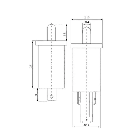 Przycisk (ON)-OFF zwierny prosty, KA5-15, 1A/250V, 15mm