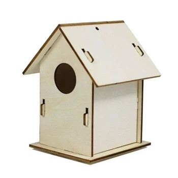 Drewniany domek dla ptaków, karmnik DIY wzór 2, do samodzielnego złożenia