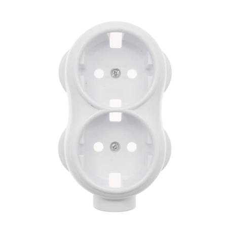 Gniazdo elektryczne Schuko podwójne, montaż natynkowy, kolor biały, seria Retro PRL