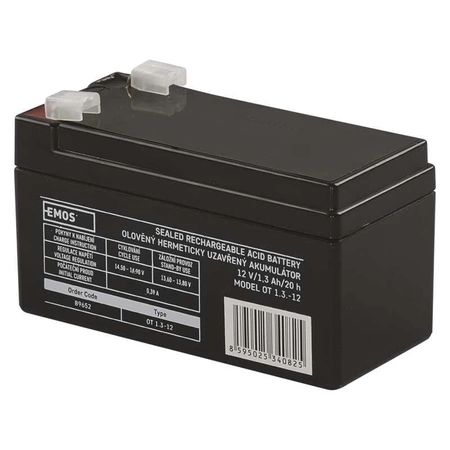 Akumulator AGM bezobsługowy, 12 V, 1,3 Ah, 97 × 45 × 53 mm, 0,6 kg, EMOS B9652