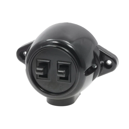 Włącznik światła podwójny, montaż natynkowy, kolor czarny, seria Retro PRL